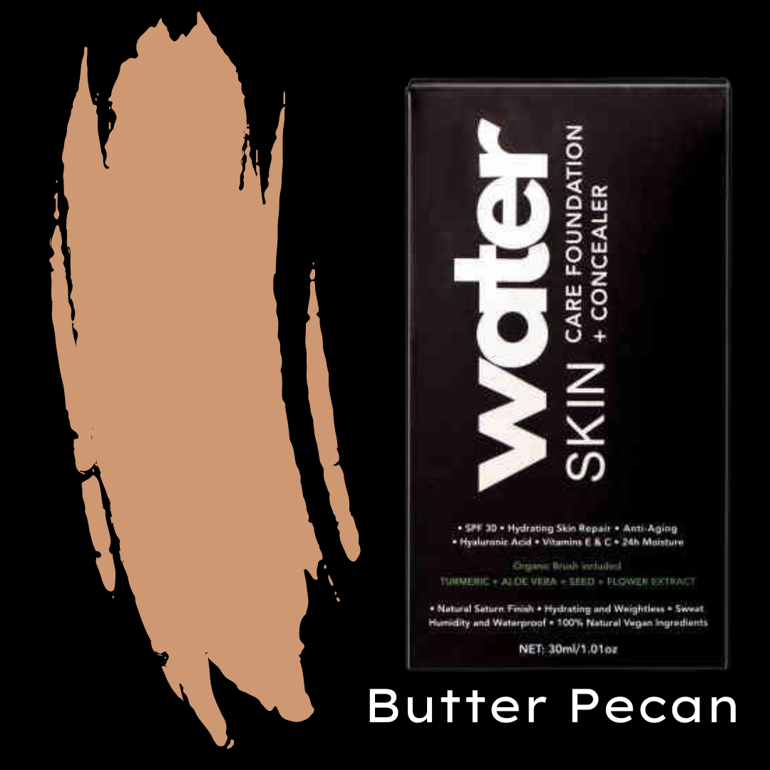 Butter Pecan Water SkinCare FOUNDATION + CONCEALER & FREE Organic Brush